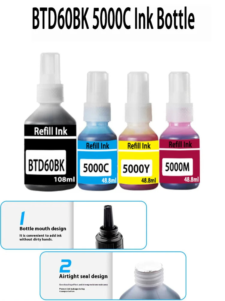 For Brother BTD60BK BT5000 Dye Ink Refill Ink Kit For Brother DCP-T300 T310/DCP-T500W/DCP-T700W/T800W T220/T226/T300 Printer