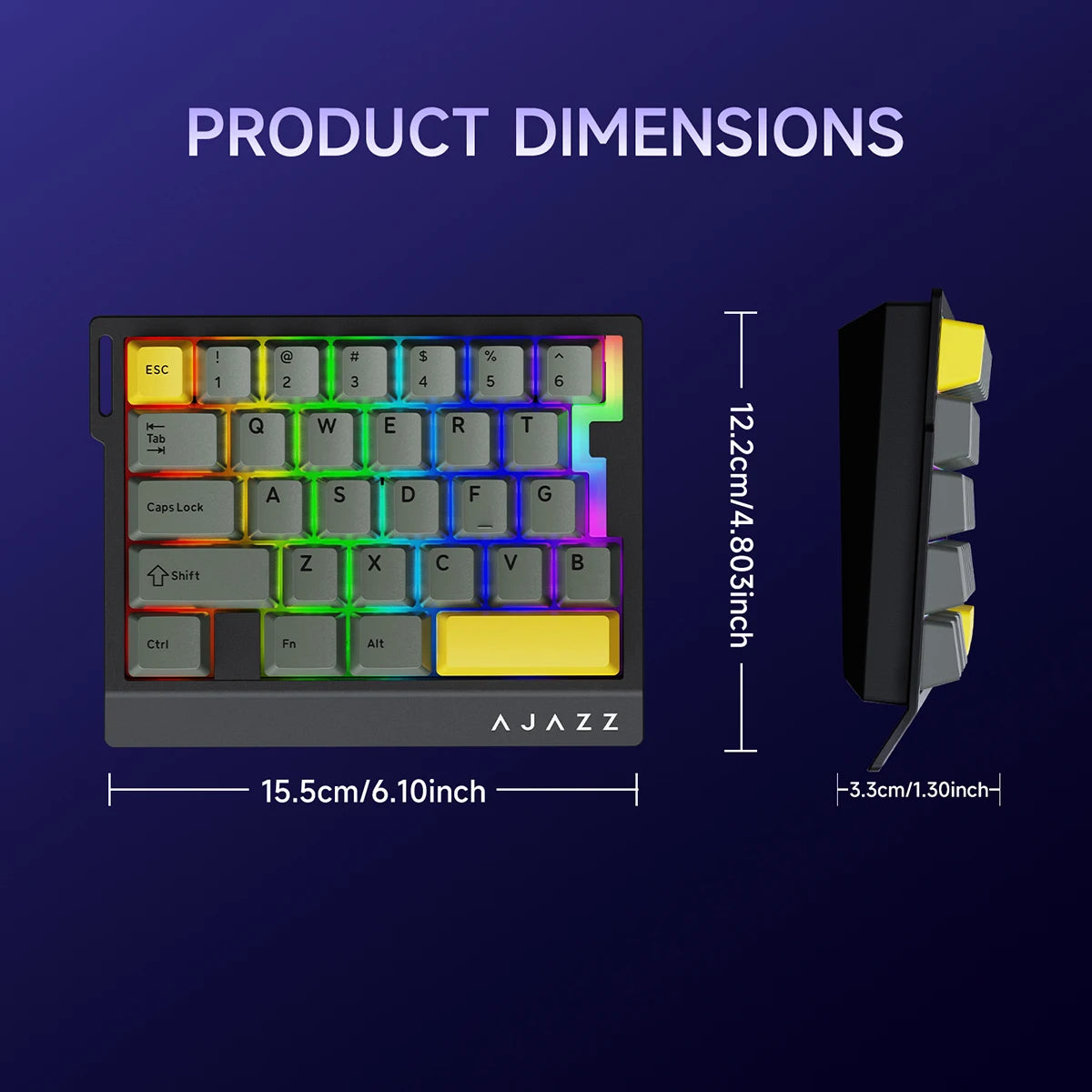 AJAZZ AK029 Wired Gaming Magnetic Switch Magnetic Rice Switch HIFI Edition, RGB Backlight, DIY Support