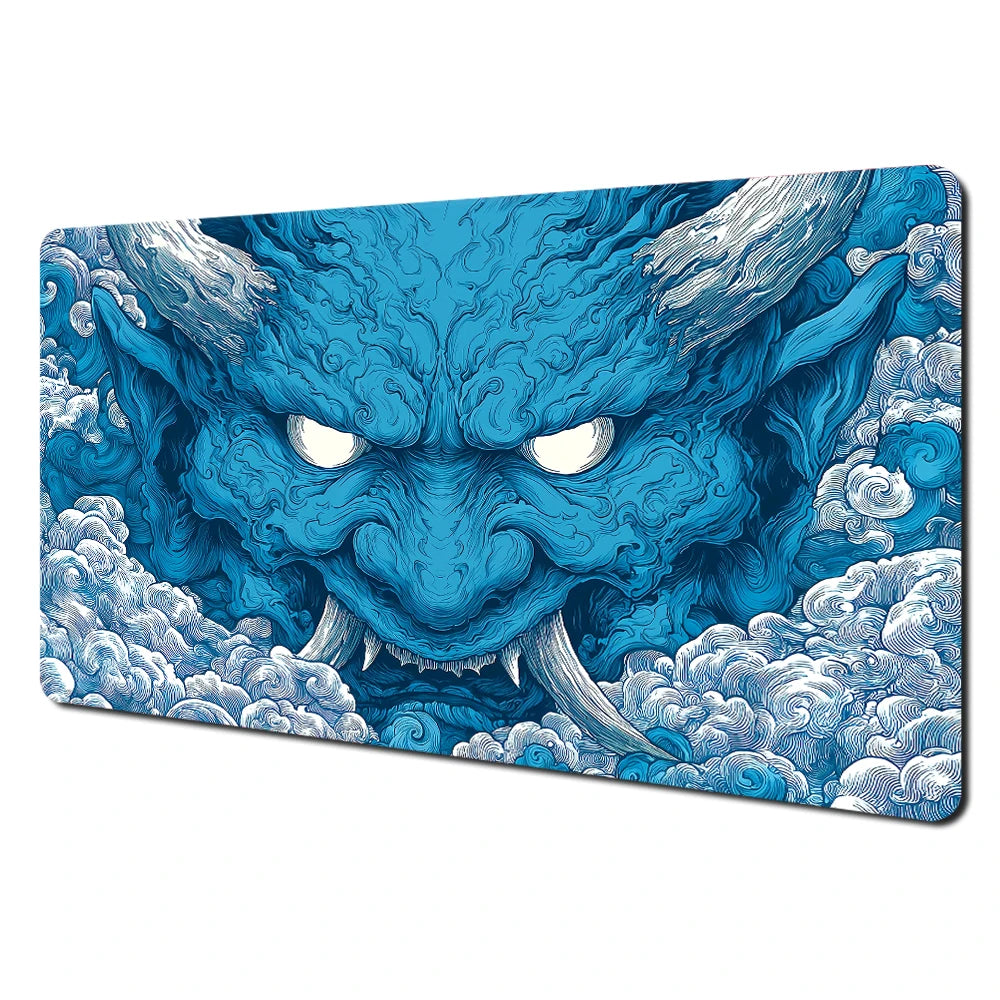 Japanese Ghost Samurai Pattern TCG Playmat Magic Card Battle Mat 35X60CM Deskmat Tapete Magic Mat Non-Slip Durable Stitched Edge