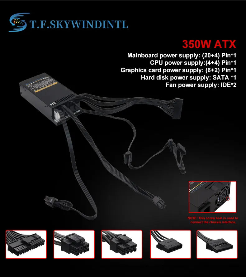T.F.SKYWINDINTL Flex PC PSU 400W Small 1U Power Supply Rated 350W Full Module 80plus Gold For K39 A4 S3 G5 ITX Mini Case 220V