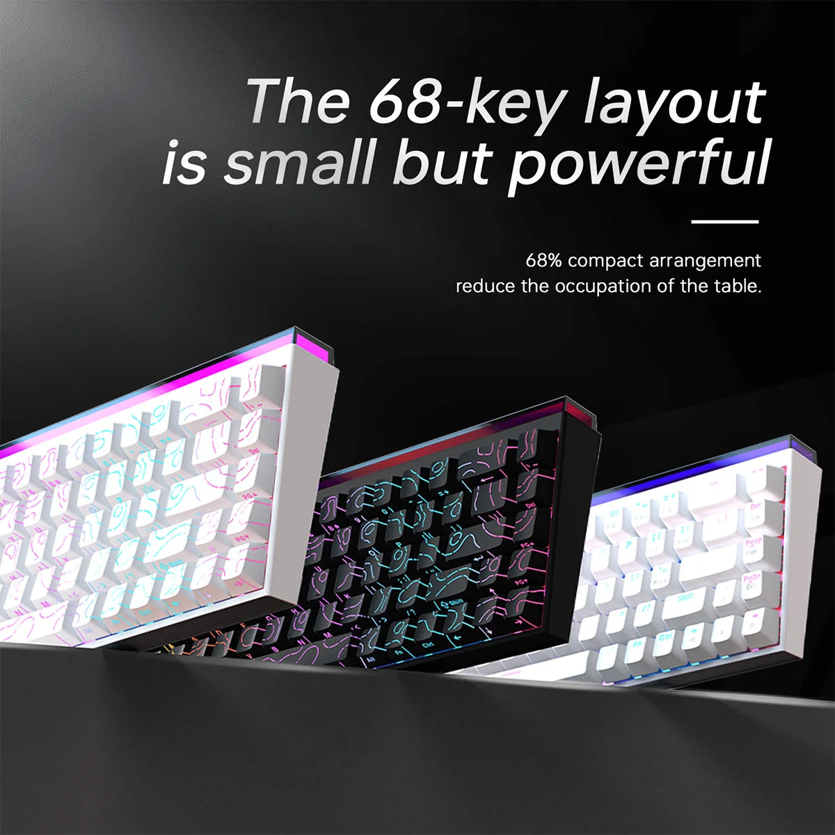 Mechanical Keyboard AJAZZ NK68 68-key hot-swappable gaming keyboard with RGB backlit keys ergonomic design and USB wired