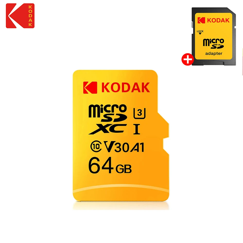 KODAK Micro SD Card 32GB 64GB 128GB V30 U3 4K Yellow for Dash Cam Driving Recorder TF Card