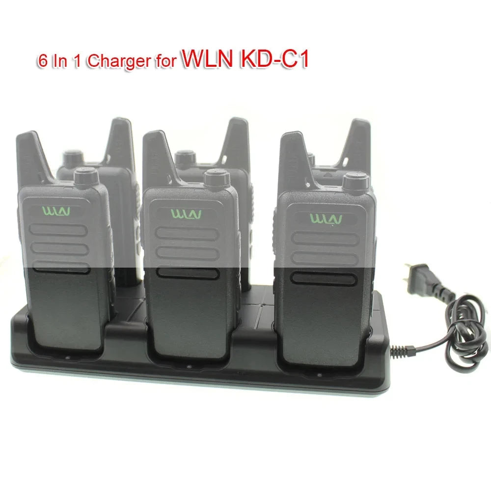 WLN 6 In 1 Charger For KD-C1 KD-C1PLUS Mini UHF Two Way Radio ANYSECU AC-U2 Unit Charging
