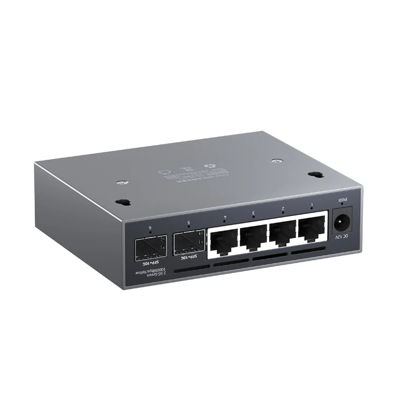 XikeStor 2.5G Simple L2 Managed Switch 4-Port 2.5G RJ45 2-Port 10G SFP+ Ethernet Switch VLAN & Port Aggregation One-click Rest