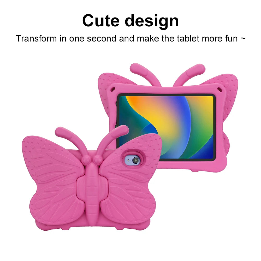 3D Butterfly Case For iPad 10.9 7th 8th 9th 10th 11" Air 5 4 3 2 1 Pro 10.5 9.7 Kids EVA Cover For iPad 2 3 4 Mini 7 6 5 4 3 2 1
