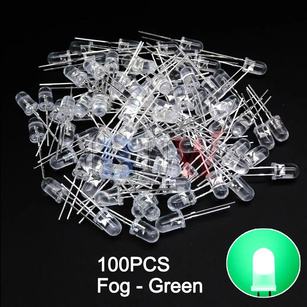 100PCS/LOT 5mm LED Diode F5 Assorted Kit IBUW White Green Red Blue Yellow Orange Pink Purple Warm White DIY Light Emitting Diode