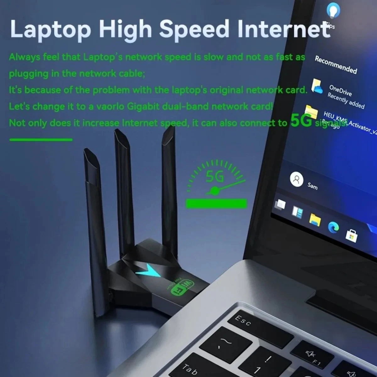 1300Mbps USB WiFi Bluetooth 5.4 Adapter Dual Band 2.4G/5Ghz Wireless Network Card Wireless Receiver WiFi Dongle for PC Laptop