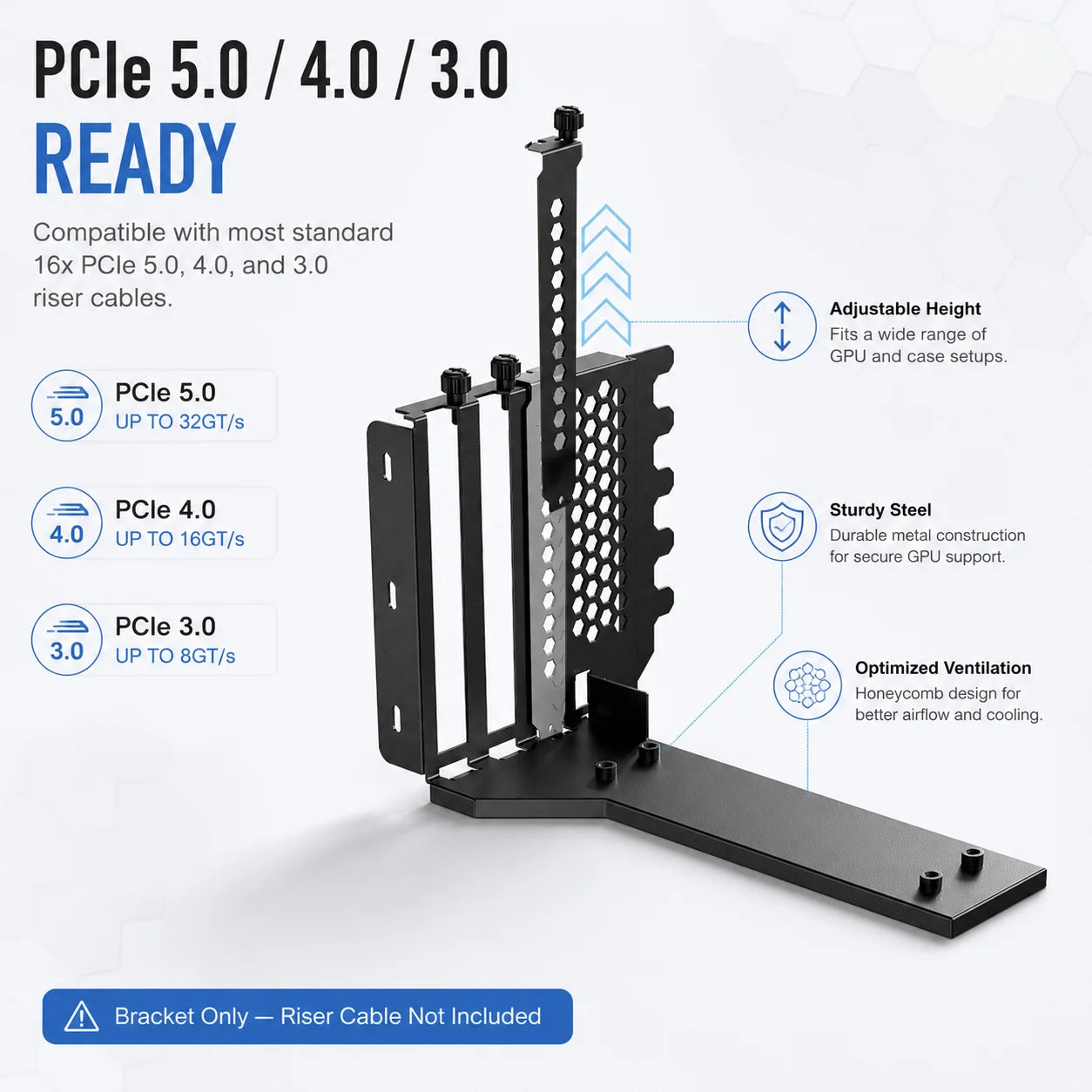 Quality Metal PCIe Graphics Card Holder for Vertical Installation Brackets