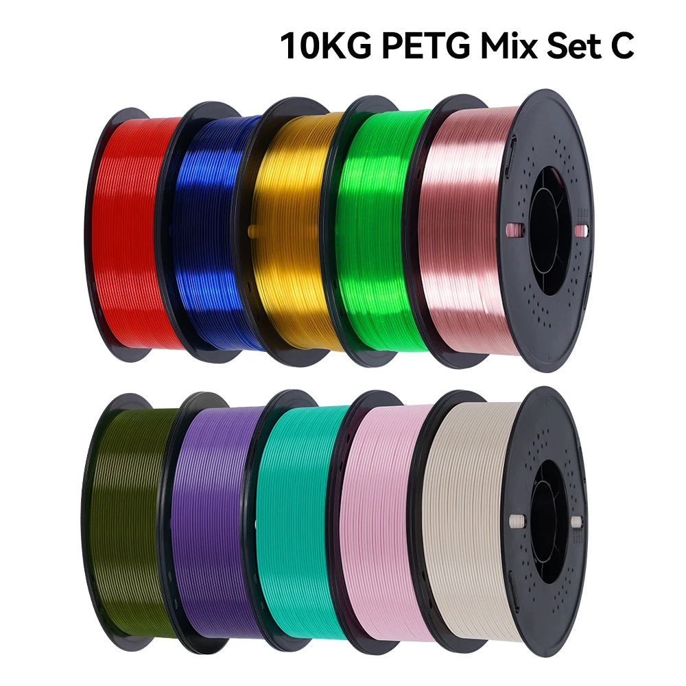 KINGROON 22LBS PETG or PLA Filament 3D Printer Filament 10 Rolls 1KG 1.75MM Eco-Friendly Good Toughness Mix Color Free Shipping