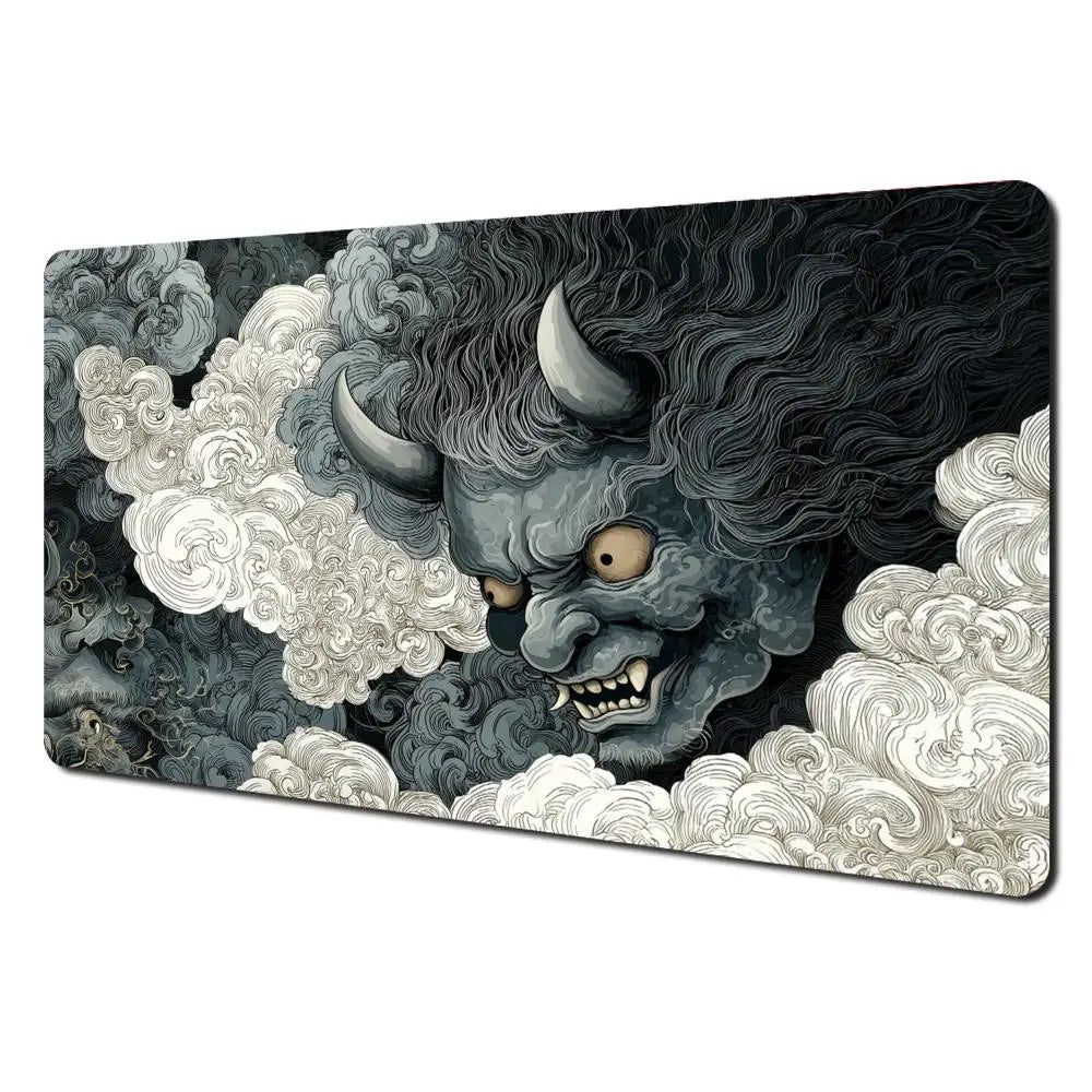 Japanese Ghost Samurai Pattern TCG Playmat Magic Card Battle Mat 35X60CM Deskmat Tapete Magic Mat Non-Slip Durable Stitched Edge
