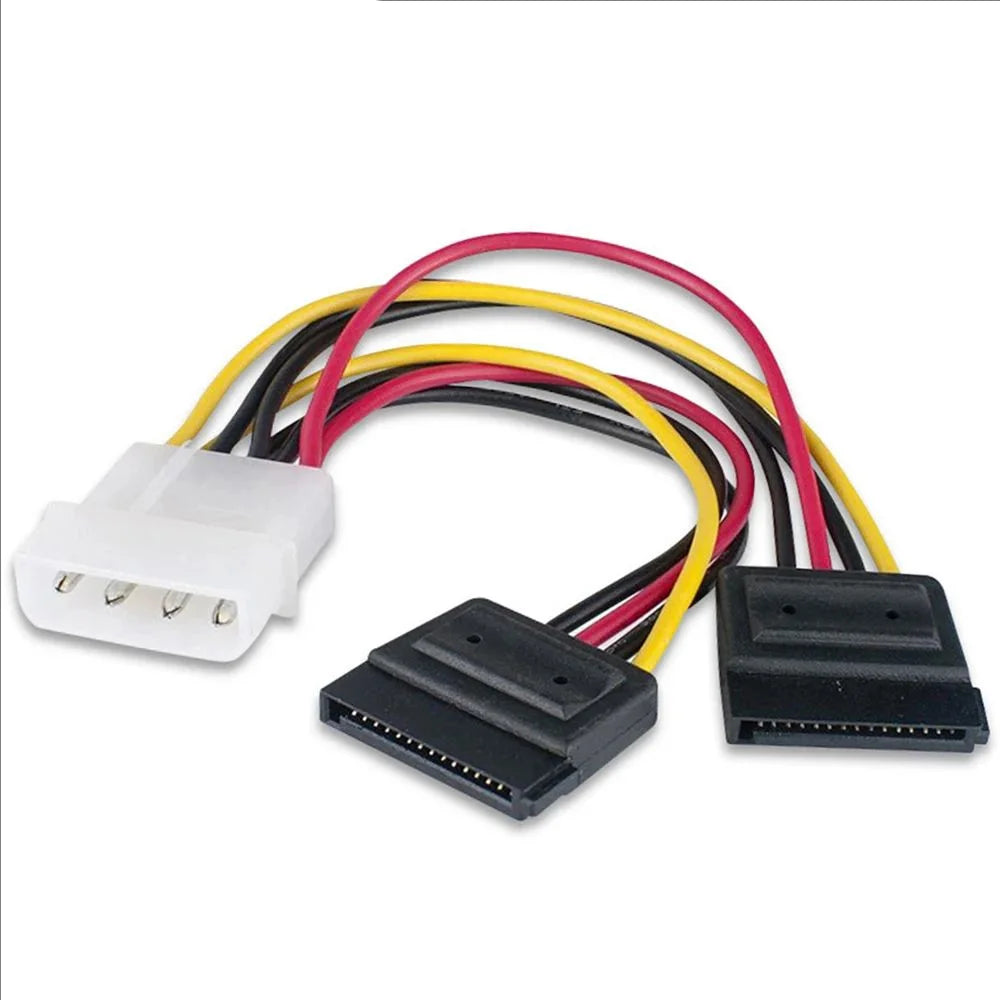 IDE Molex 4 Pin to 2 X SATA Power Cable Serial ATA Y Splitter Hard Drive Dual Extension Cord Adapter Connector