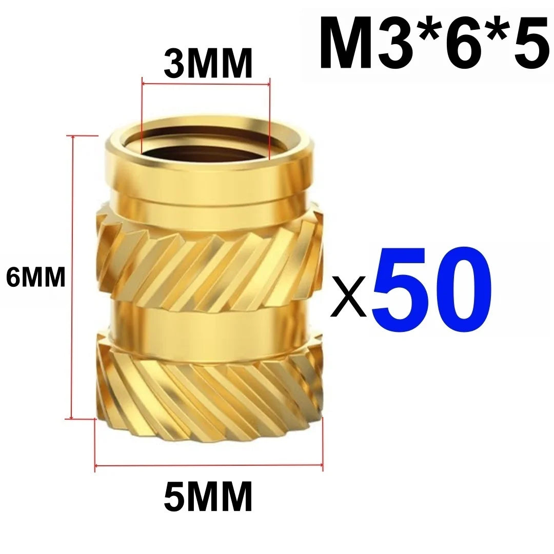 50/100 Pcs Heat Insert Embedment Nut M3 M4 M5 Threaded Knurled Brass Screw Nuts For 3D Printer Voron 2.4 And Others