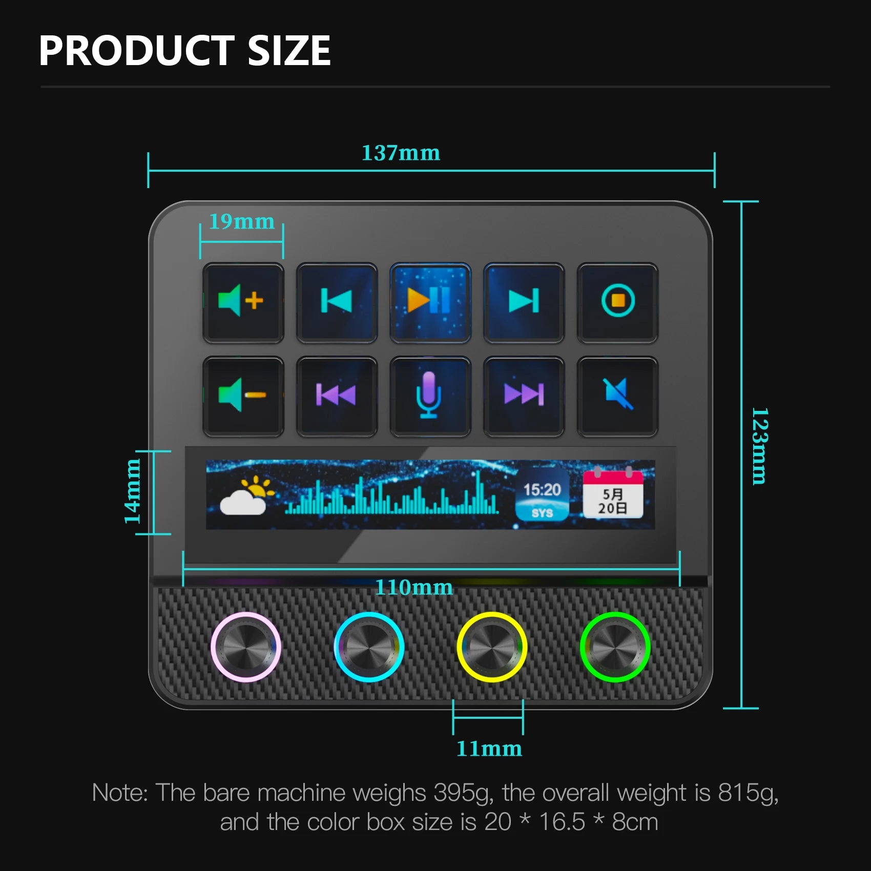 Mirabox N4 Pro Visual Stream Deck, 10-Key Programmable Macro Keyboard, Stream Controler for OBS Twitch YouTube Streaming