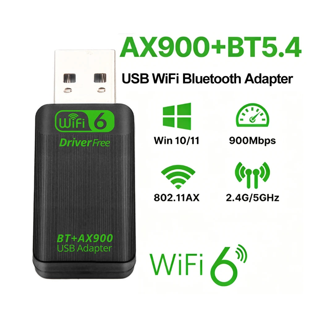 KEBIDUMEI AX900 WiFi6 Bluetooth5.4 USB Adapter 2 IN 1 Dual Band 2.4G 5GHz Wireless Network Dongle WiFi Receiver Support Win10 11