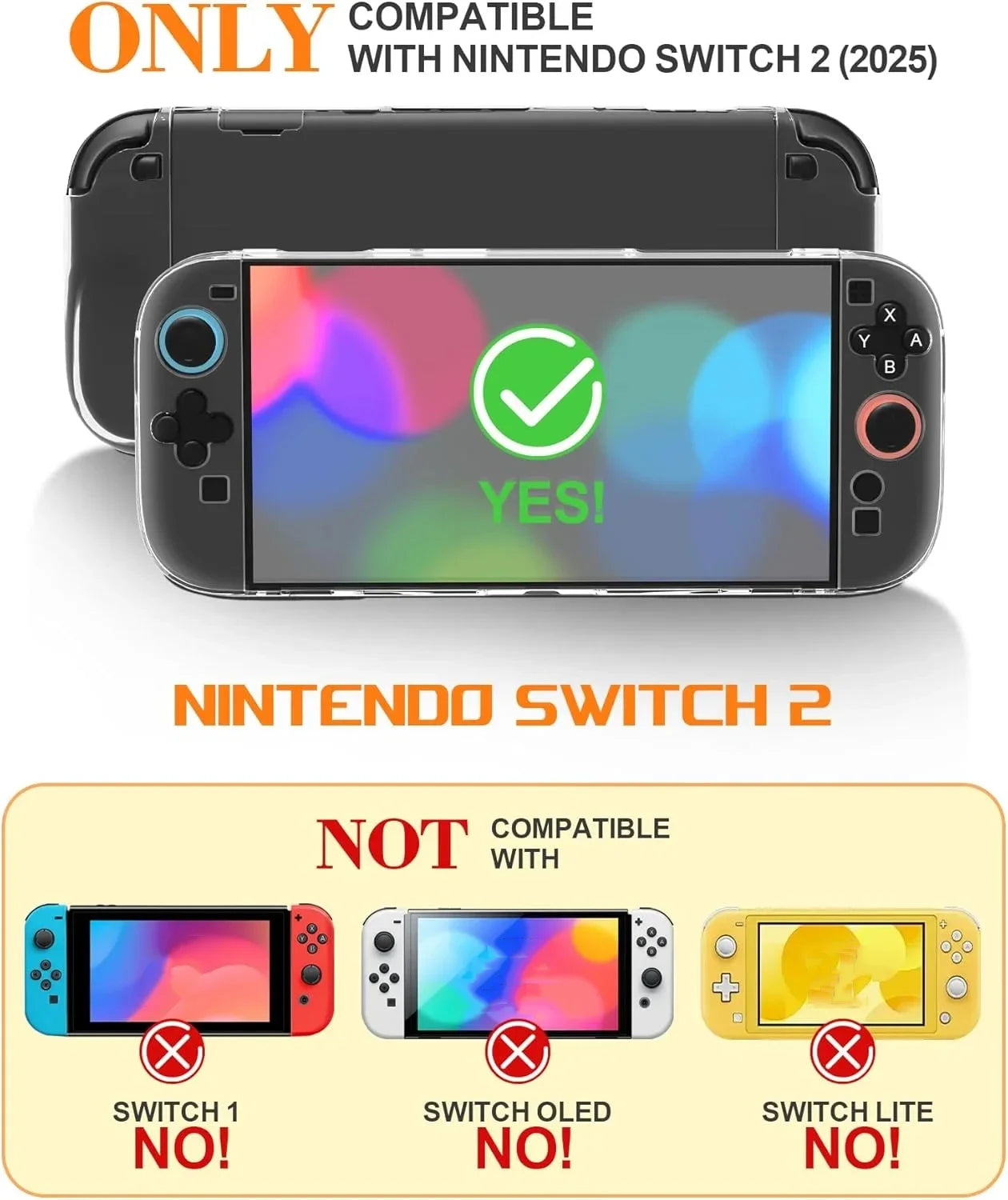 TPU+PC Transparent Protective Case for Nintendo Switch 2 Console Shockproof Protector Cover Shell for NS Switch 2 Accessories