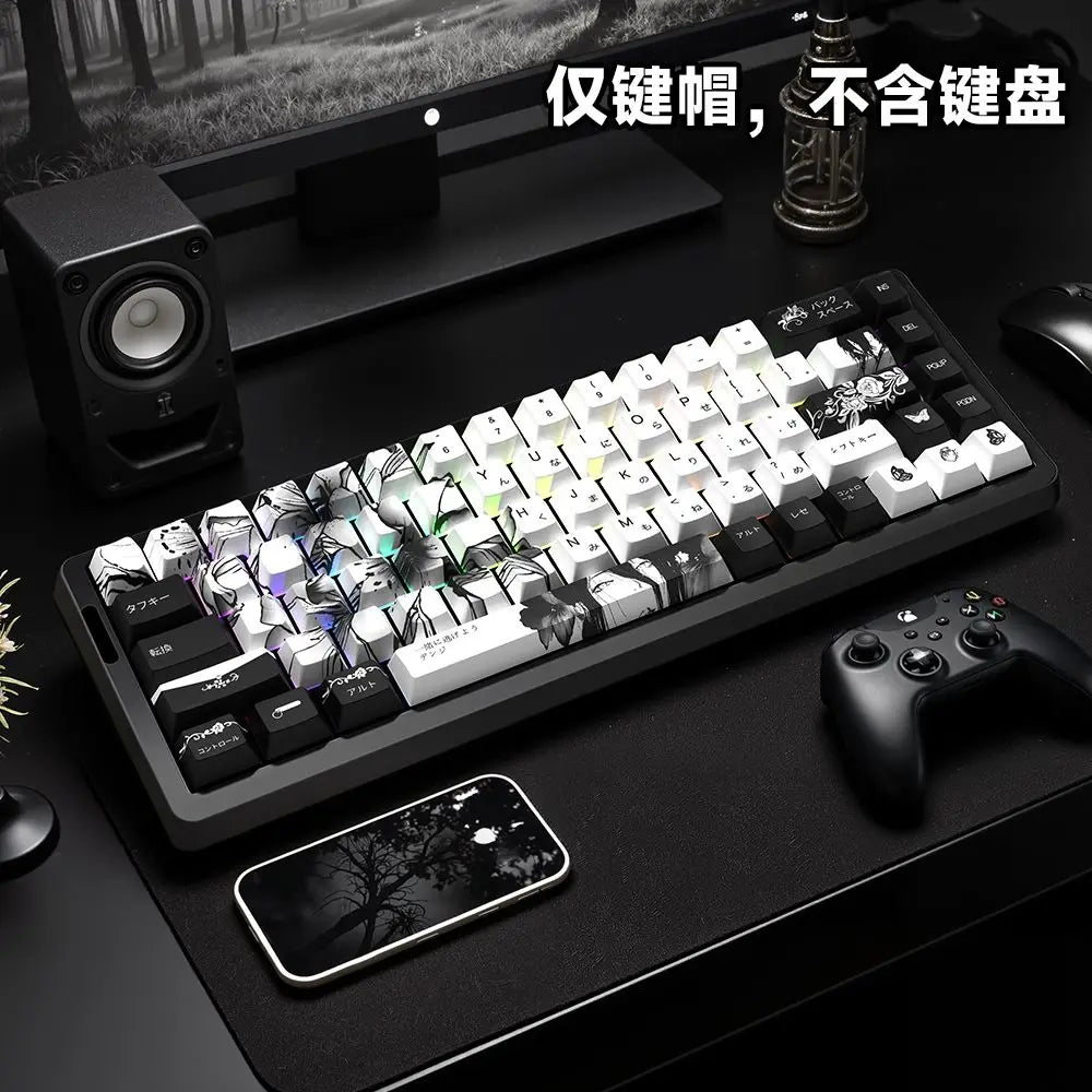 135 Keys Reze Keycaps Chainsaw Man Cherry Profile Cute Anime Keycap DYE-SUB PBT Keycap for MX Mechanical Keyboard 60/61/68/108