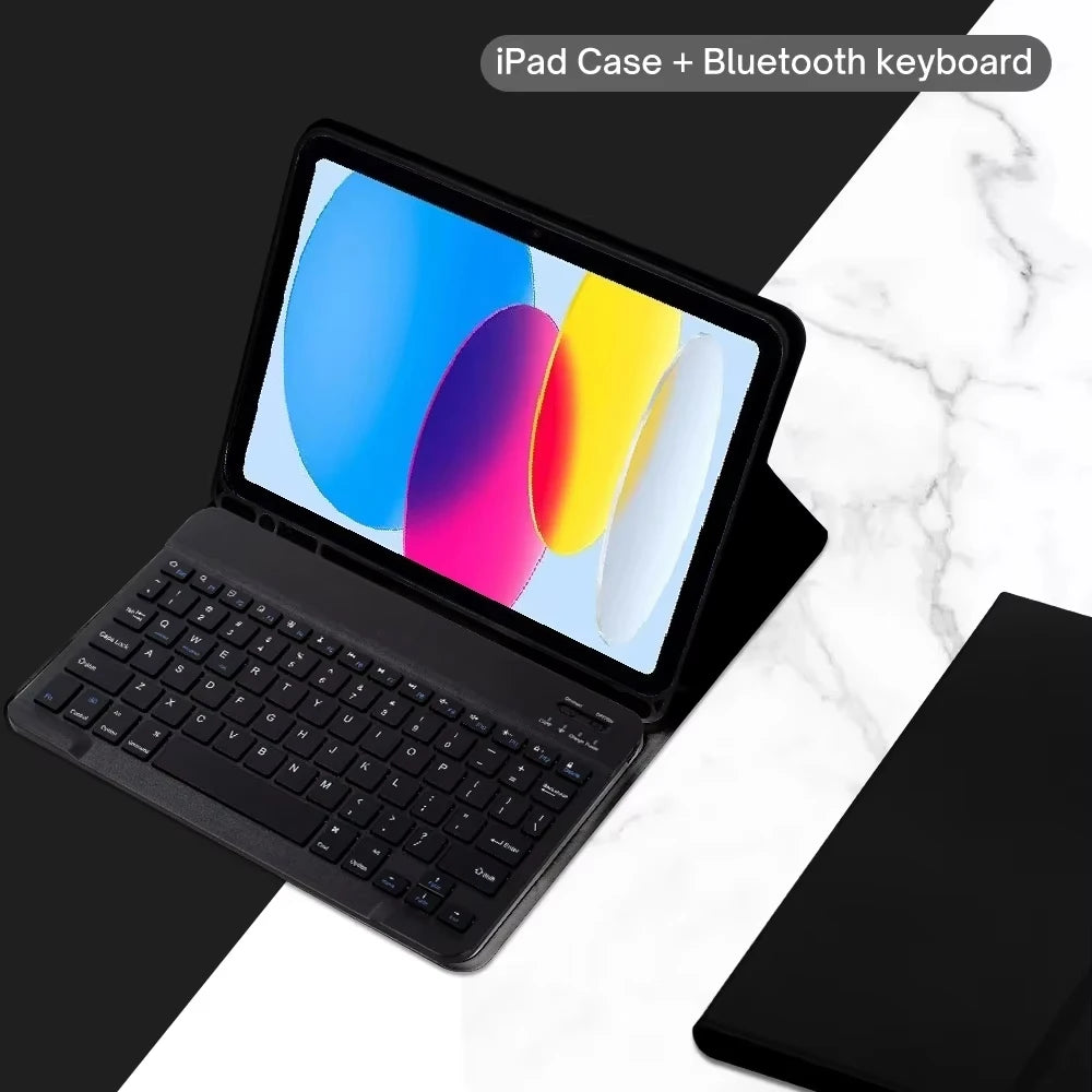 Keyboard Case For iPad 11 (A16) 2025/iPad 10th Generation 2022 10.9inch,Detachable Stand Folio Keyboard Cover With Pencil Holder