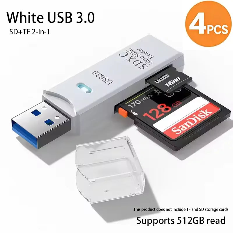 2-in-1 USB 3.0 High Speed Card Reader TF Memory Card Adapter Portable USB Flash Drive Design for PC Laptop Office Accessories