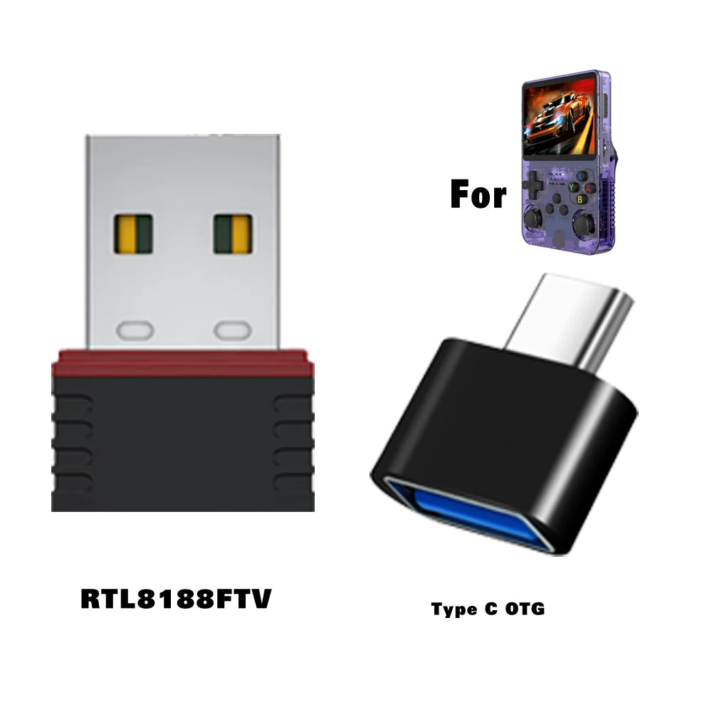 BOYHOM R36S WiFi Upgrade Kit RTL8188FTV USB Dongle & Type-C OTG Adapter for R36H R36S Ultra R36 Plus Retro Console 2026