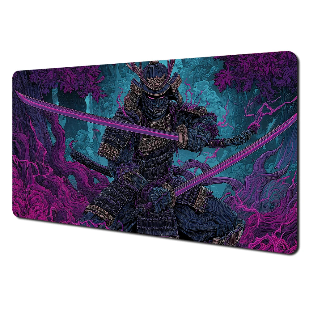 Japanese Ghost Samurai Pattern TCG Playmat Magic Card Battle Mat 35X60CM Deskmat Tapete Magic Mat Non-Slip Durable Stitched Edge
