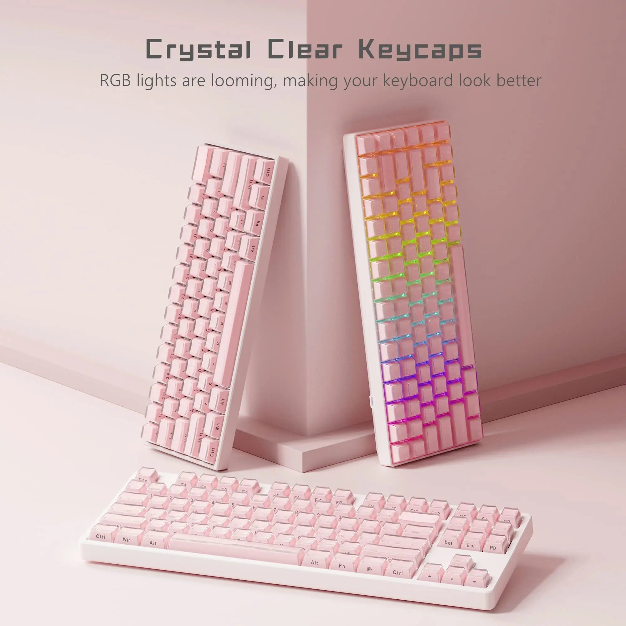 OEM Profile Pink Jello Crystal Keycap Translucent Clear Keyboard Keycap for Cherry Gateron MX Switches Mechanical Gamer Keyboard
