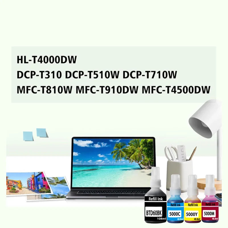 For Brother BTD60BK BT5000 Dye Ink Refill Ink Kit For Brother DCP-T300 T310/DCP-T500W/DCP-T700W/T800W T220/T226/T300 Printer