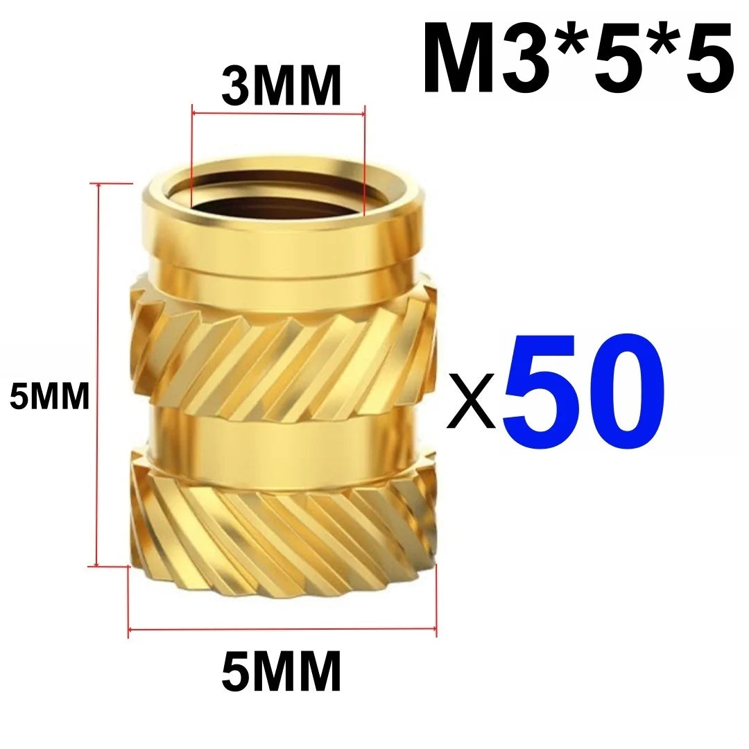 50/100 Pcs Heat Insert Embedment Nut M3 M4 M5 Threaded Knurled Brass Screw Nuts For 3D Printer Voron 2.4 And Others