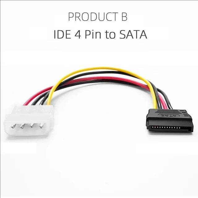 IDE Molex 4 Pin to 2 X SATA Power Cable Serial ATA Y Splitter Hard Drive Dual Extension Cord Adapter Connector