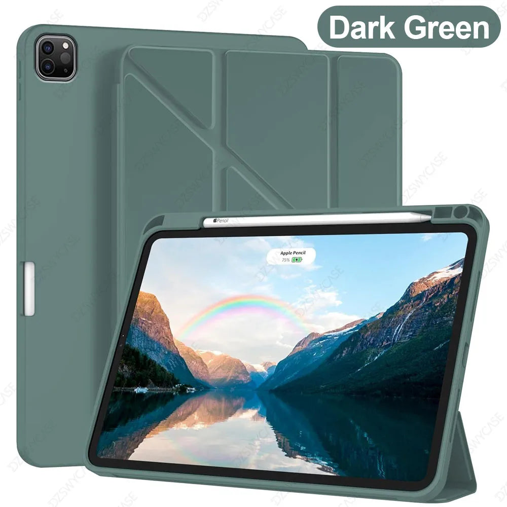Y-Trifold Case for iPad Pro 11 Inch (2022/2021/2020, 4th/3rd/2nd Generation), with Pencil Holder, Auto Sleep/Wak Cover