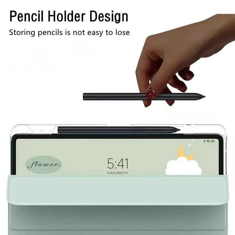 Tablet Smart Case for XiaoMI Mi Pad 8 7 6 5 Max 6S Pro 12.4 Redmi Pad SE 8.7 11 10.61 Pro12.1 '' Transparent Pencil Holder Cover