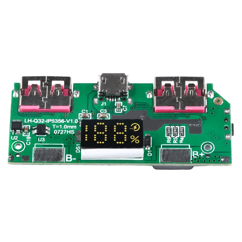 5V 3A Lithium Battery Fast Charging Module Digital Display 18650 Charge Board IP5356 Type-C Micro USB Fast Charge Protocols