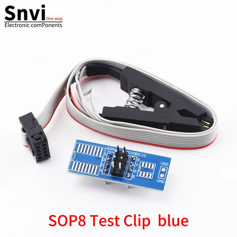 CH341B USB EEPROM Flash BIOS Programmer Module with SOIC8 SOP8 Test Clip, SPI Flash Reader Writer for 24CXX 25CXX 93CXX Chips