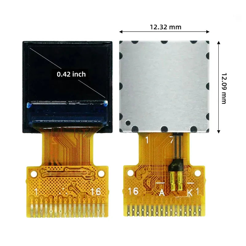 0.42 Inch TFT LCD Display Module, ST7735, 96x54 Color Square Screen, SPI Interface, 16-Pin Solder Pad Small LCD Screen