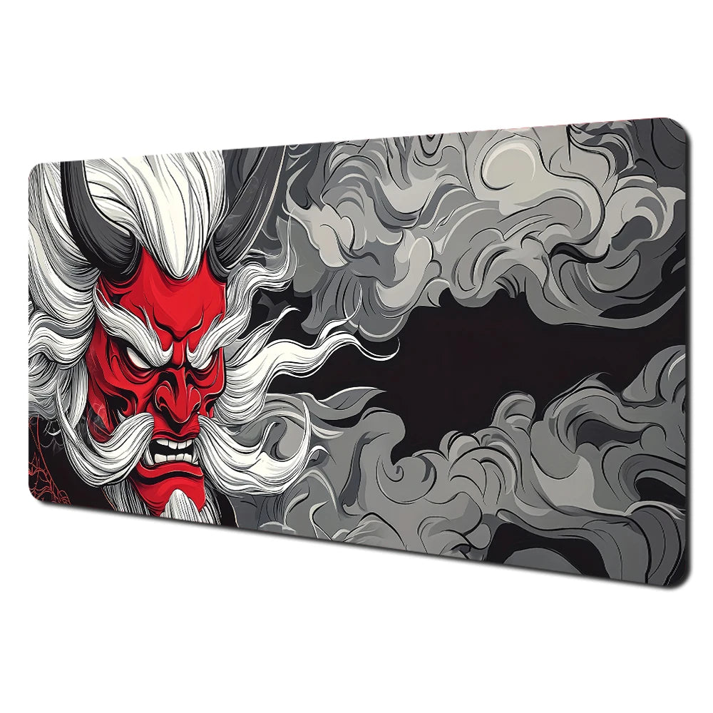 Japanese Ghost Samurai Pattern TCG Playmat Magic Card Battle Mat 35X60CM Deskmat Tapete Magic Mat Non-Slip Durable Stitched Edge