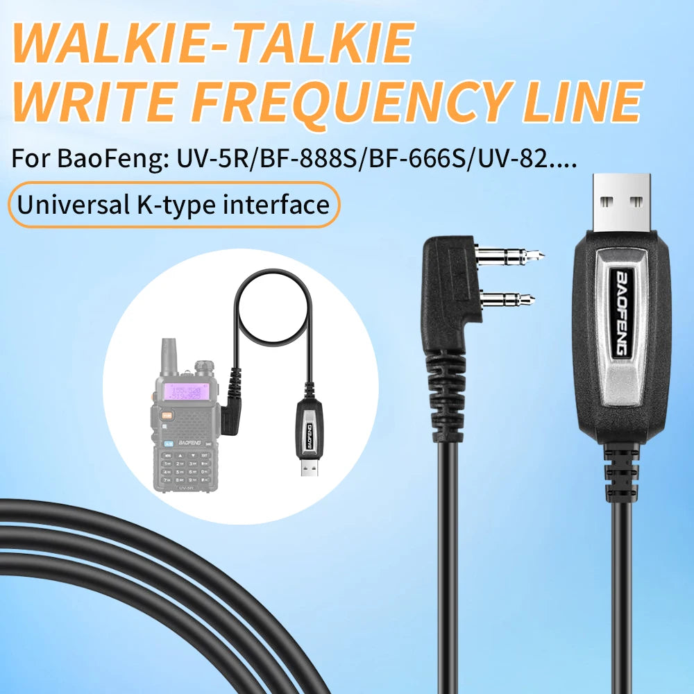 USB Programming Cable With CD For Baofeng UV-5R 888S 82 UV-S9PLUS UV-13 16/17/21 Pro USB K-type Interface Walkie Talkie Radio