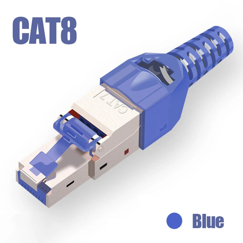 ZOERAX 1PCS RJ45 CAT8 Cat7 CAT6A Tool-Free Connector Toolless RJ45 Termination Plug Reusable Shielded for Ethernet Cables POE