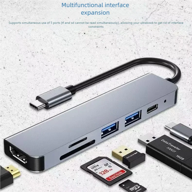 8-in-2 USB Type C Hub with 3.5mm Audio Jack, Micro SD Reader for Laptop/Tablet/Phone, Disk Converter Multi-Interface