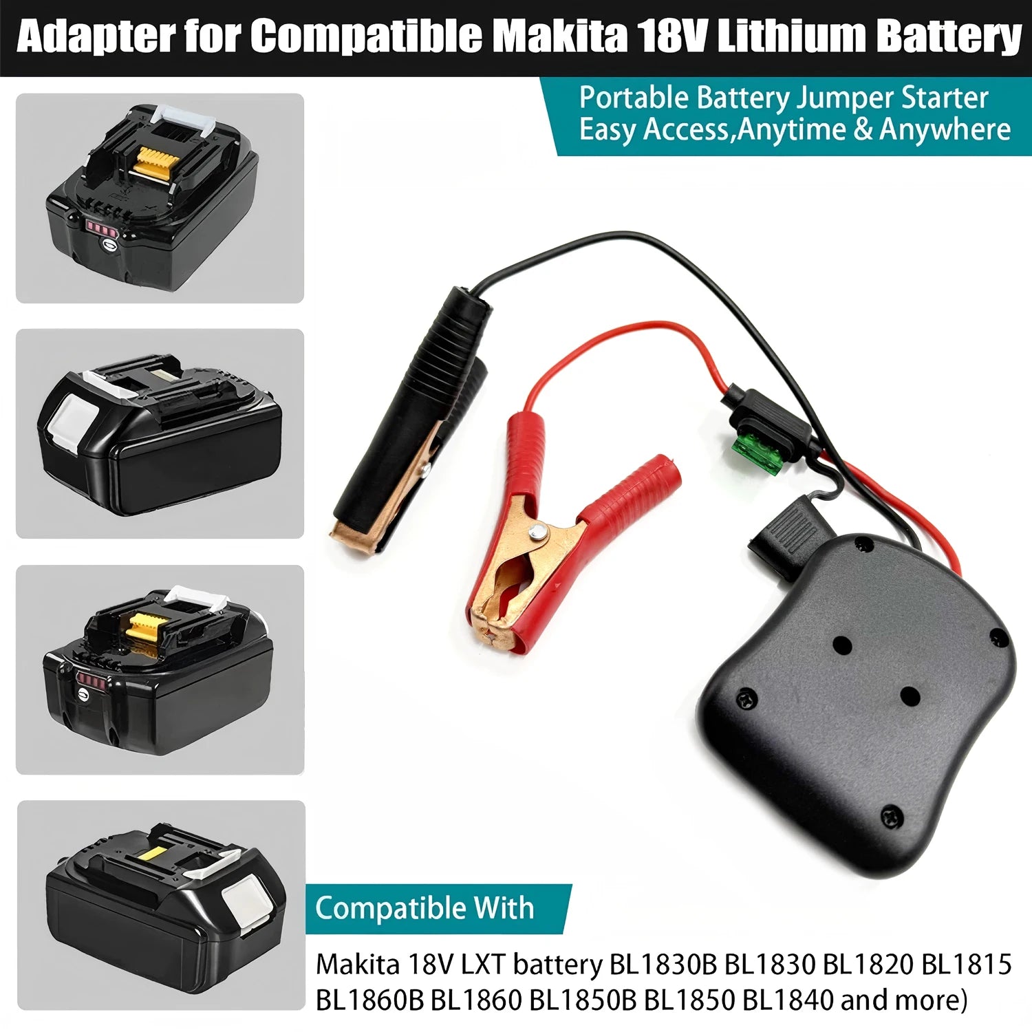 For Makita/DeWalt/Milwaukee 18V Igniter Jump Starters Car And Motorcycle Lithium Battery Emergency Power Supply with 3 Fuses