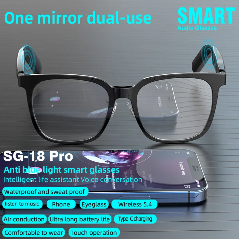 2-in-1 Smart Glasses With Magnetic Lenses Versatile, Clear Vision Enhanced Comfort TWS SG18pro