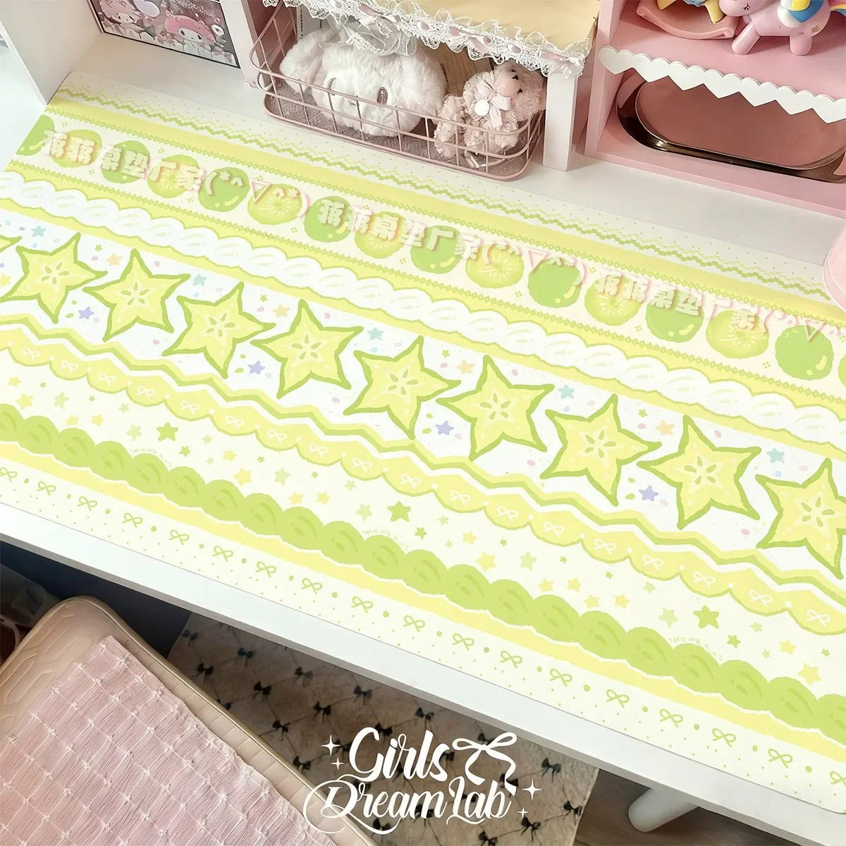 Leather Desk Pad Protector Pink Strawberry Cake Girl Kawaii Mouse Pad Office Desk Mat Waterproof Non-Slip PU Desk Blotter Pad