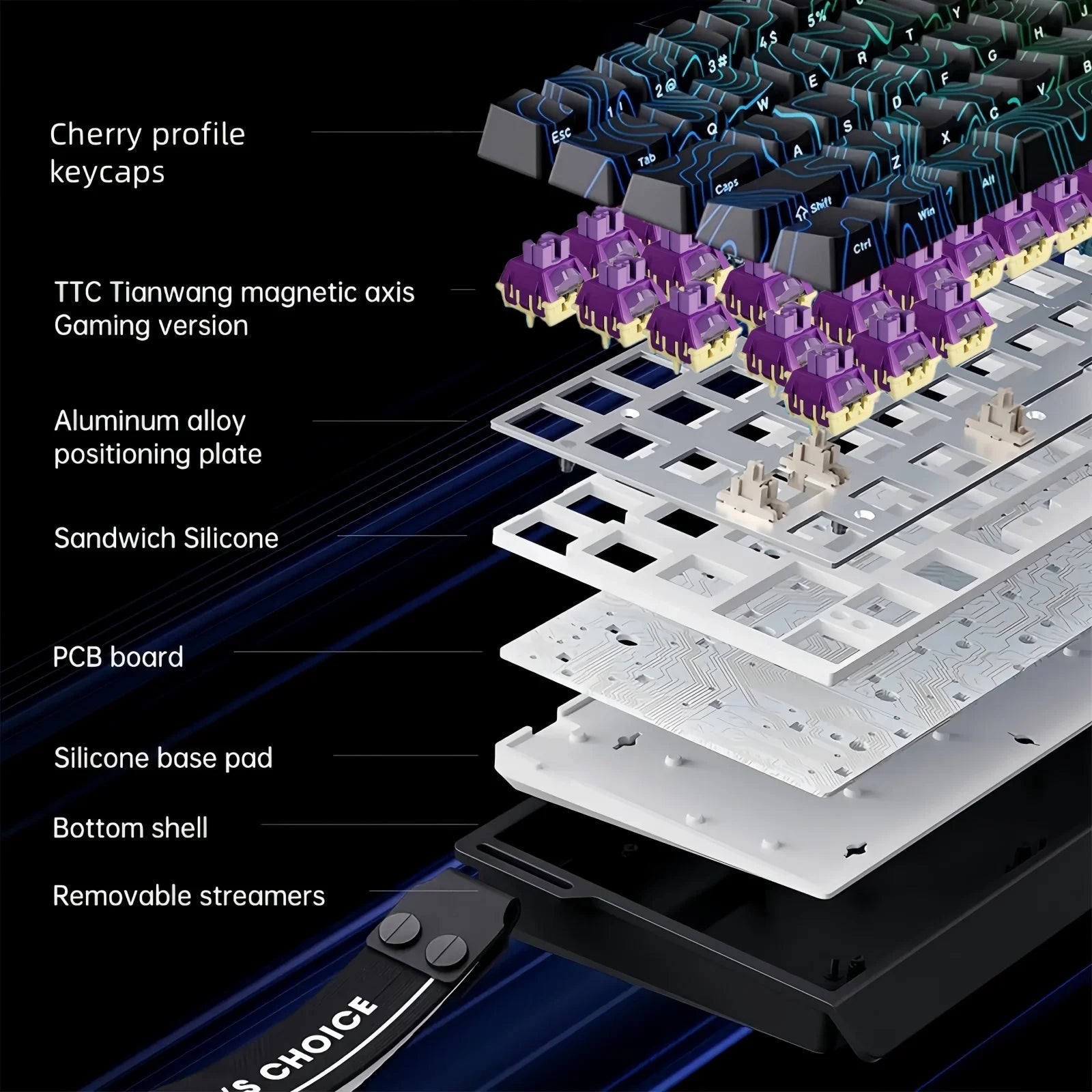 MCHOSE ACE 68 Wired Magnetic Switch Gaming Keyboard Hall Effect Rapid Trigger Programmable RGB 8K Hz DKS/MT/TGL/RS/SOCD Keyboard