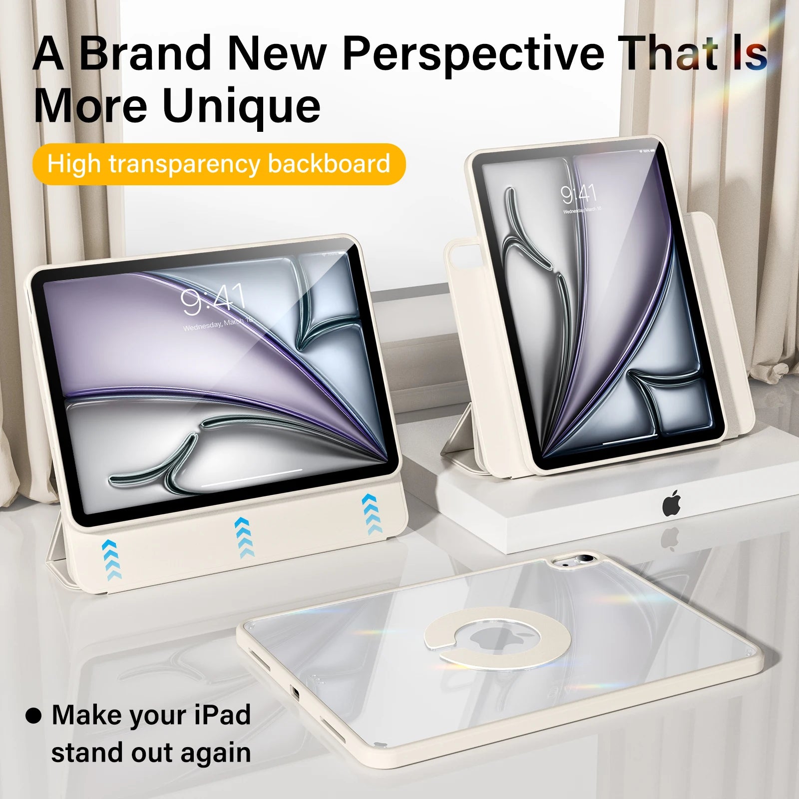 ZOYU For iPad Air 11 Air4/5 10.9 Magnetic Case, For iPad Pro 11 13 inch Mini6 10.2 9/8/7th Gen Rotate 360°Detachable Back Case