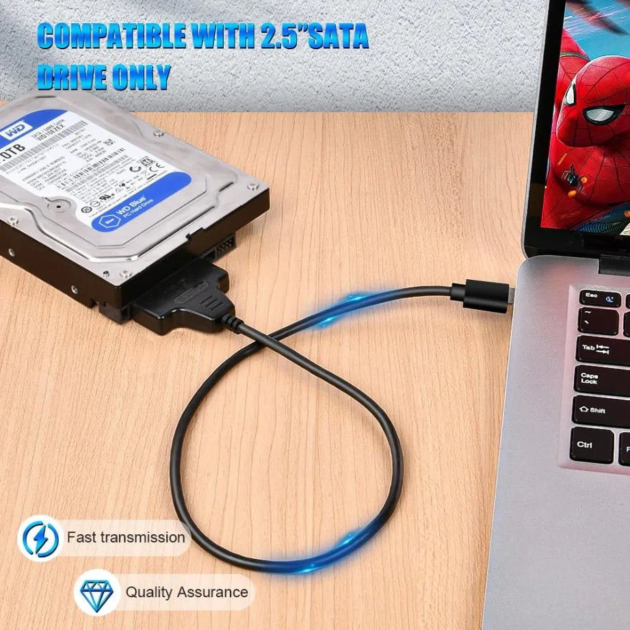 USB SATA Cable SATA To USB 3.0 / 2.0 /TYPE-C Adapter Support 2.5Inch External SSD HDD Hard Drive 22 Pin Sata Cable Adapter