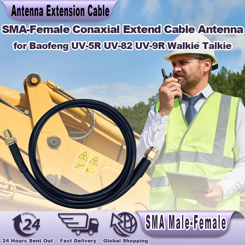 50/60/100cm Antenna Extension Cable AR-148/152 SMA Male-Female Radio Coaxial Cable For Baofeng UV-5R UV-9R UV-82 Walkie Talkie