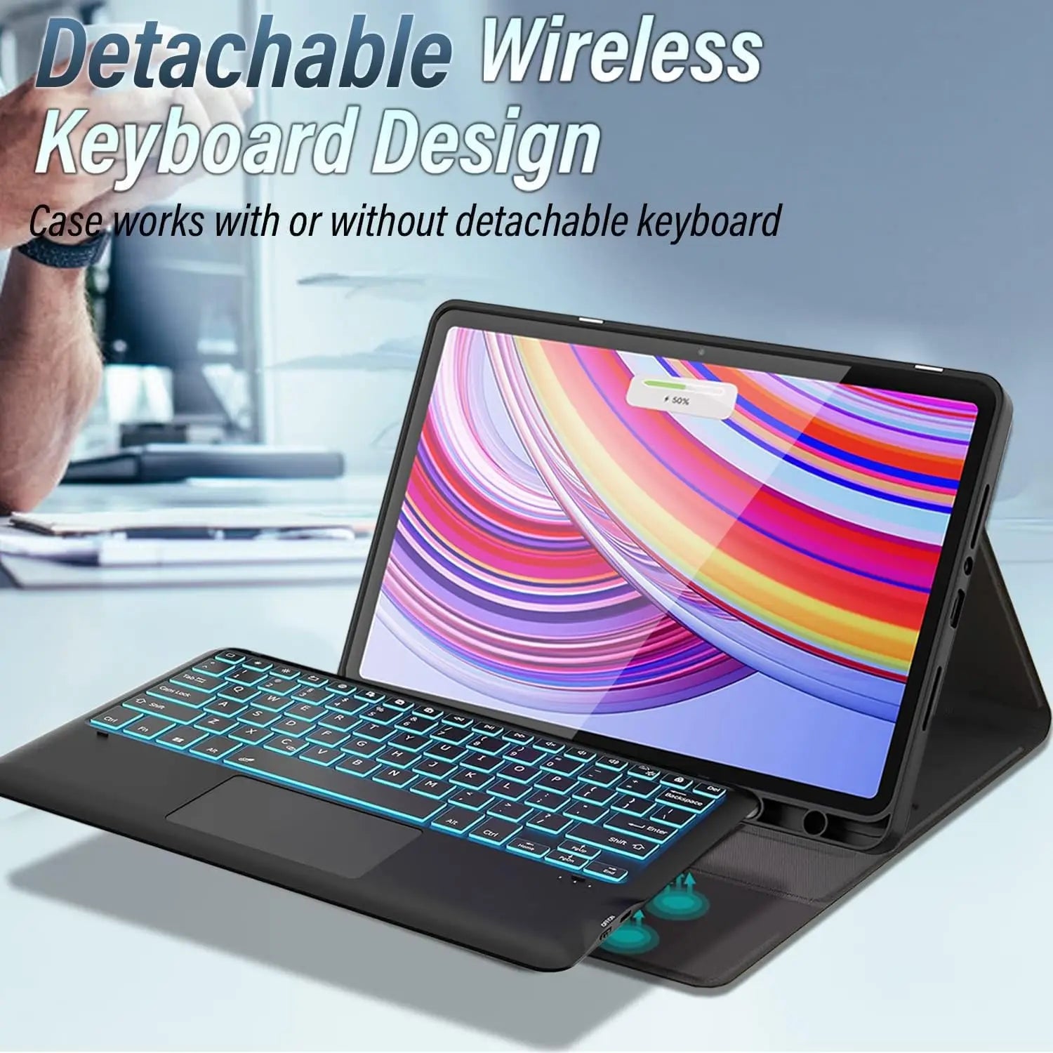For Xiaomi Redmi Pad 2 Pro 12.1 Inch Case, Keyboard Cover for Xiaomi POCO Pad M1 12.1 inch Tablet Case With Pencil Holder