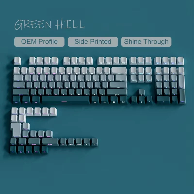 135 Key Cherry Profile Green Grape Keycaps Side Print Shine Through Keycaps Double Shot PBT Keycap for MX Switch Gaming Keyboard