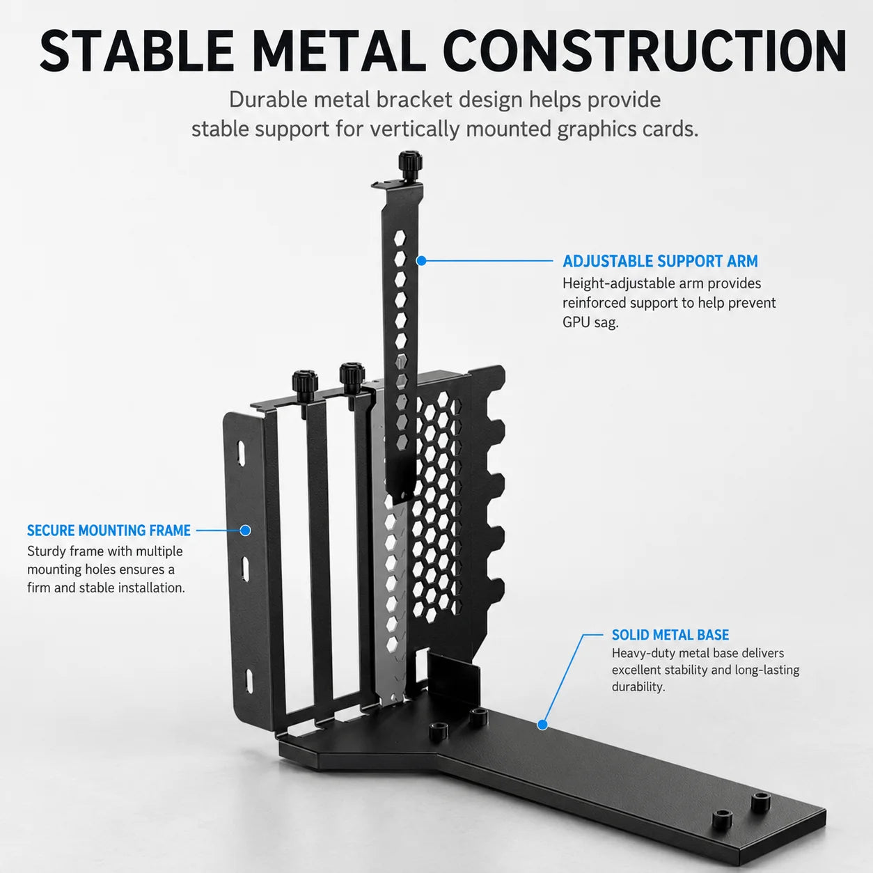 Quality Metal PCIe Graphics Card Holder for Vertical Installation Brackets