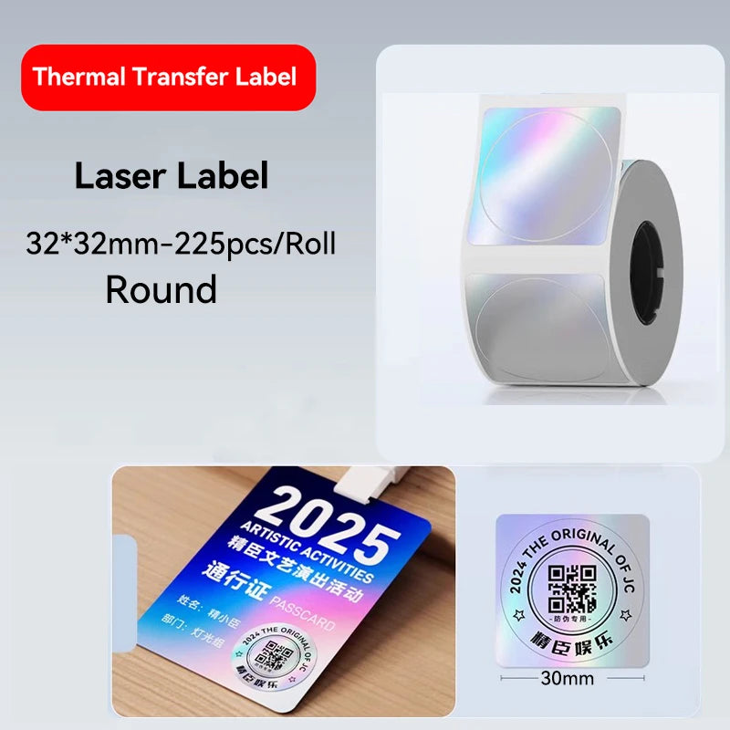 For NiiMBOT M2 Transfer Label Printer White Transparent Dazzling Color Label Sticker Paper Adhesive for Office/Outdoor Keep Long