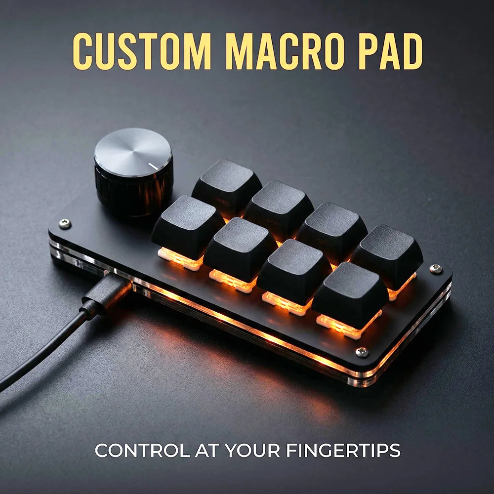 8-Key Multi-Functional Editing Keyboard Suitable for Office Design, Game Media, and Industrial Control Production Line Operation