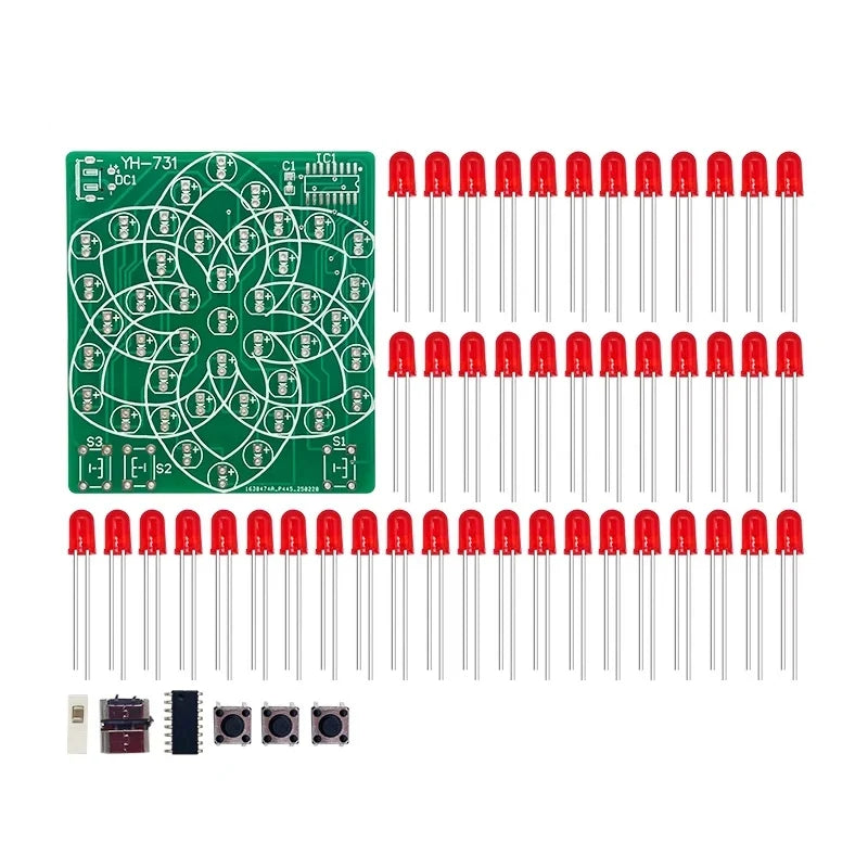 DIY Electronic Kit Multi Style Pattern Electronic Windmill Flowing Water Light 43 LED 5V Fun Soldering Component Training Suite